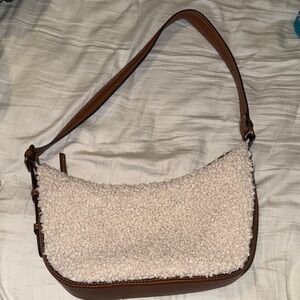 Brown and Cream Women's Shoulder Bag